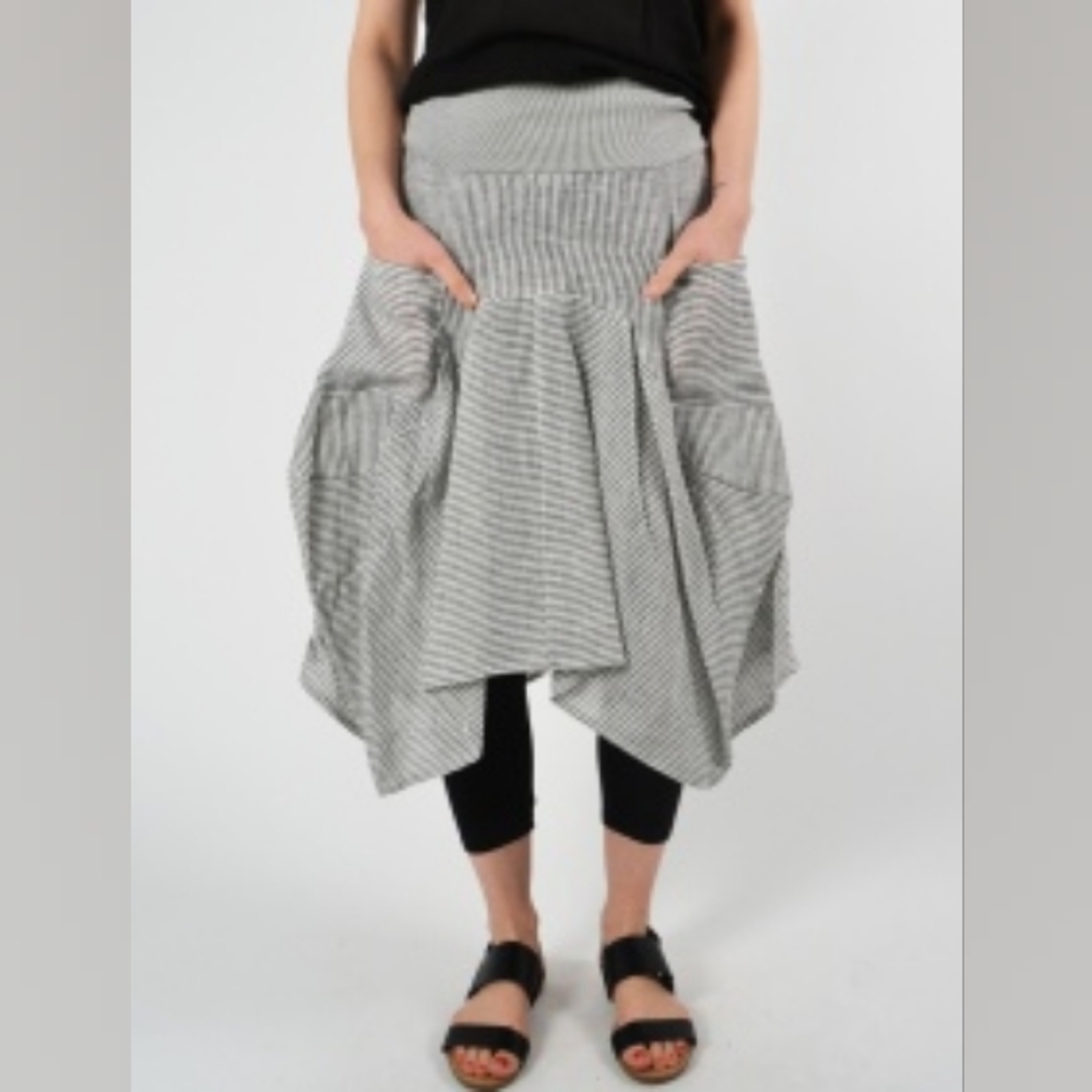 Inizio Magic Pocket Gray Ombre Linen Bubble Skirt XL